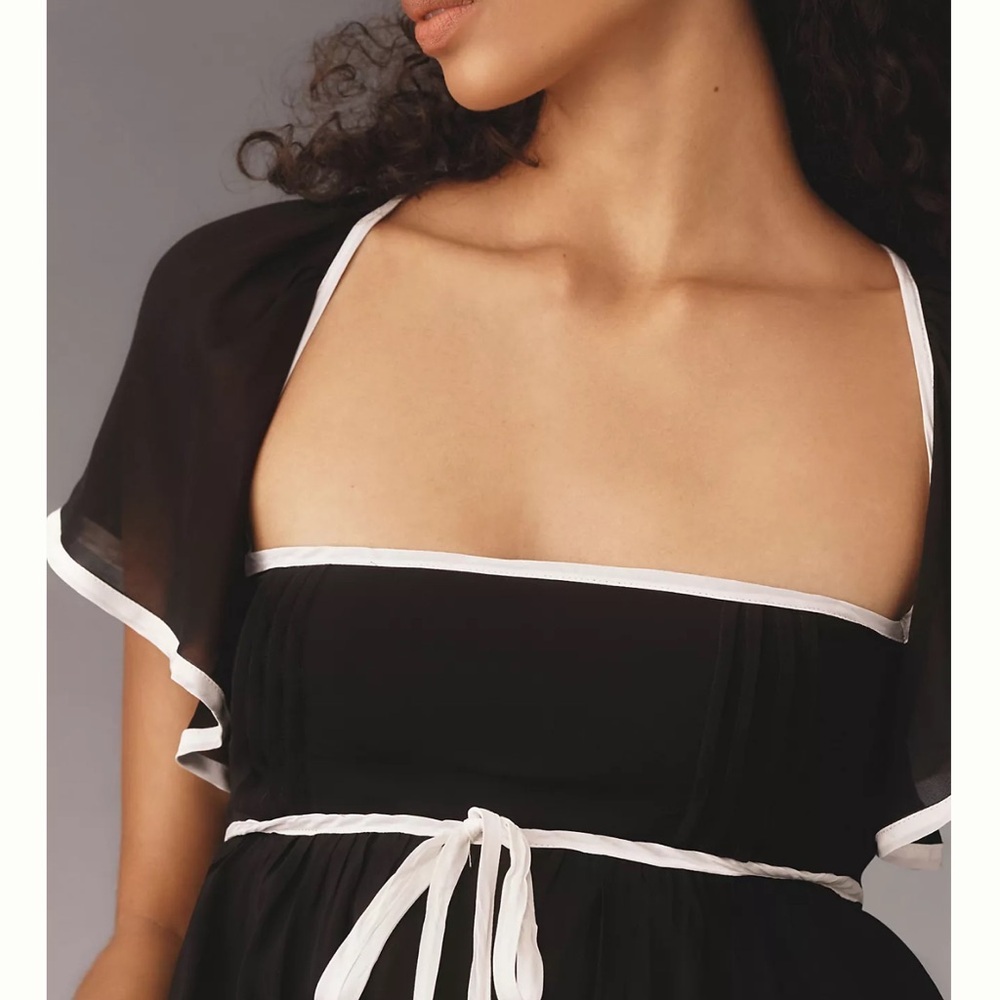Anthropologie Maeve Bow Babydoll Flutter Sleeve Mini Dress Size XS - Picture 3 of 11